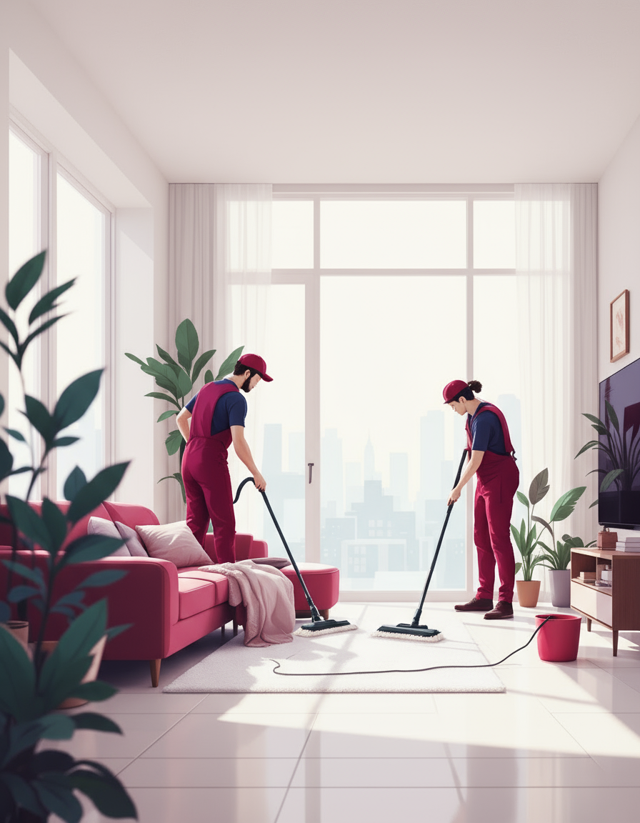 Cleaning team in action